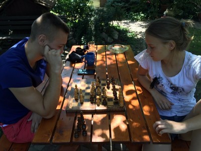 Chess party with my sister -  August, 2016