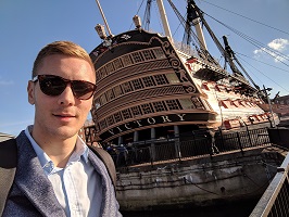 Porsmouth, United Kingdom - A selfie with Admiral Nelson's HMS Victory