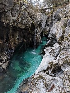 Soča River Valley, Julian Alps, Slovenia - The river Soča near the town of Soča during our 2018 family winter holiday